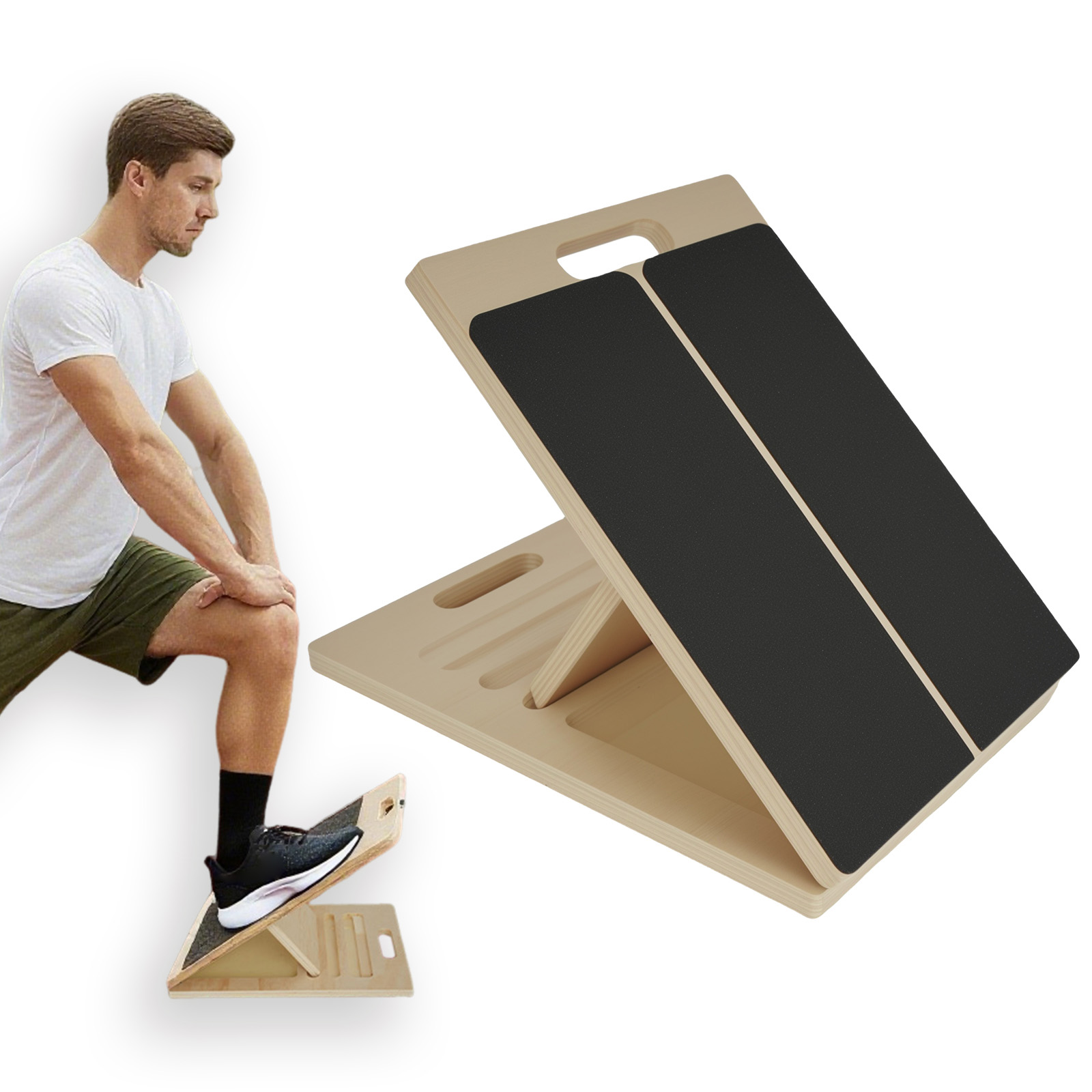 Seated Calf Raise - Wooden Stretching Board Portable Non-slip Wooden