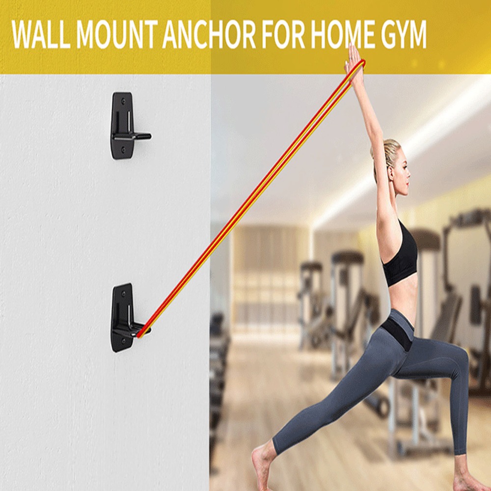 Home Gym Workout Equipment - 3Pcs Black Exercise Band Wall Anchor