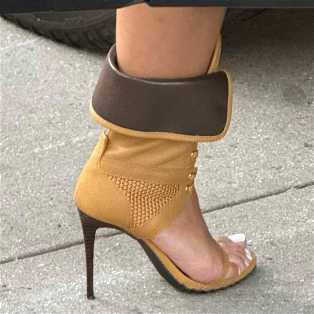 Ankle Strap Attachment - Women Open Toe Stilettos Lace Up
