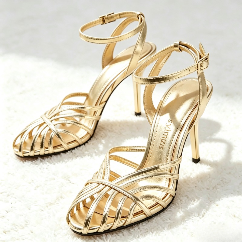 Ankle Strap Attachment - Sexy Gold Hollow Narrow Band High