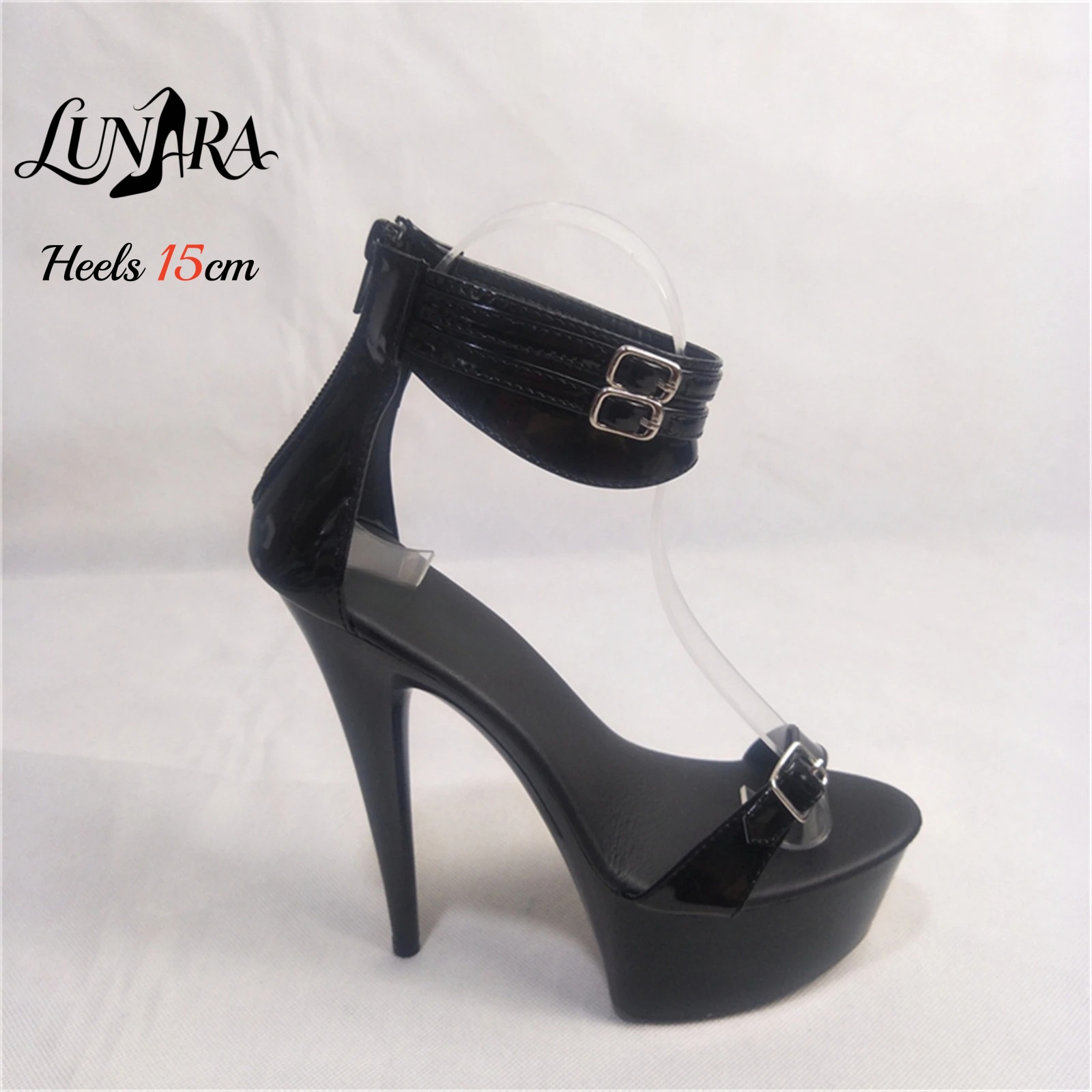 15cm Black Patent PU High Heel - Ankle Strap Attachment recension och pris