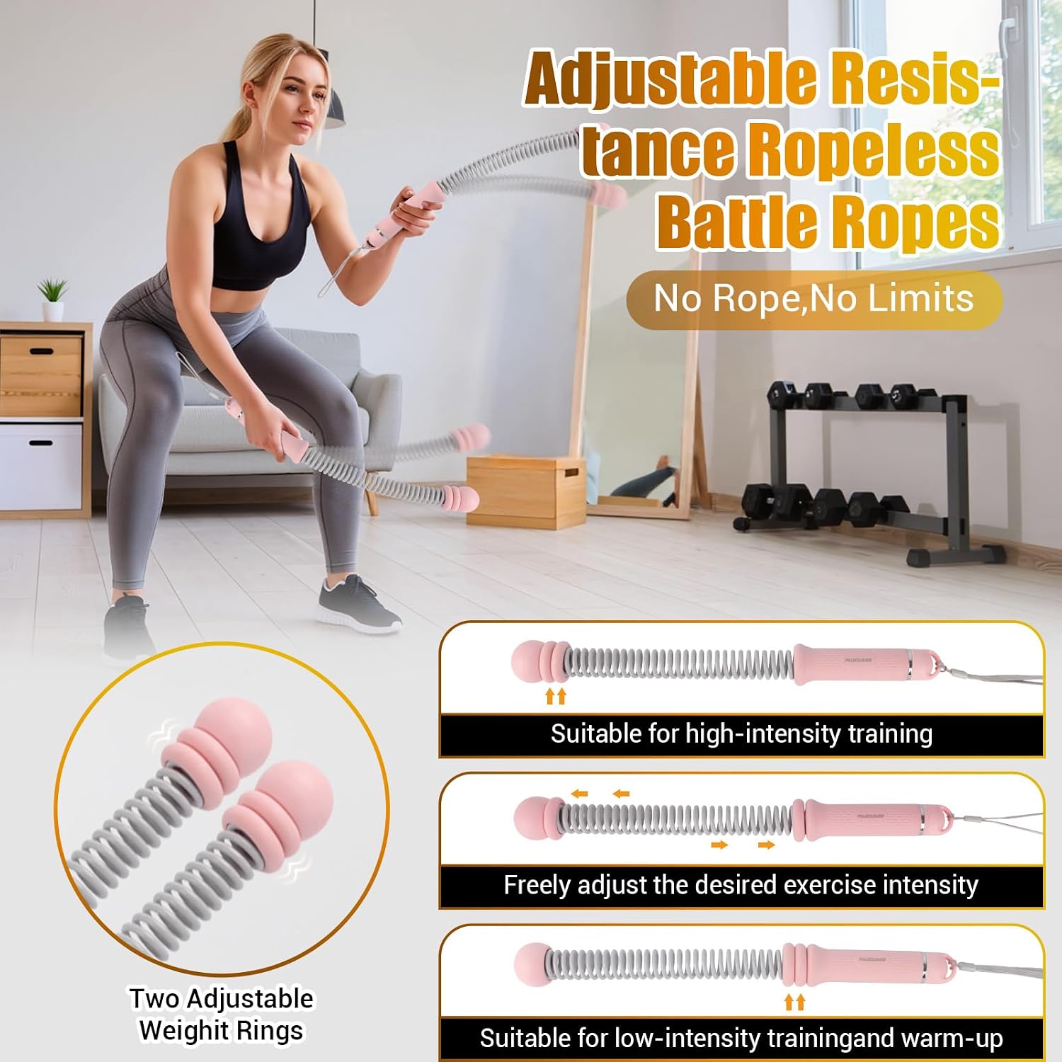 Portable Ropeless Battle Ropes - Home Gym Workout Equipment recension och pris